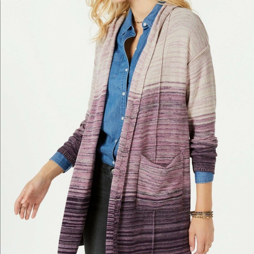 Style&Co Marled knit hooded cardigan / Dark Grape